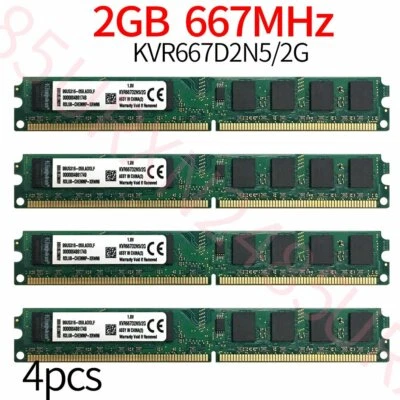 Kingston 8GB 4x 2GB DDR2 667Mhz PC2-5300 KVR667D2N5/2G Desktop Memory SDRAM BT - Image 1 of 4
