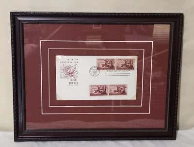 1956 Three Cent Wild Turkey Stamp First Day Issue Wildlife Conservation Framed - Image 1 of 4