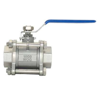 Válvula de bola NPT de 1" pulgada 3 piezas montaje de tubería roscada SS304 1000WOG STOCK DE EE. UU. Foto 1 de 4