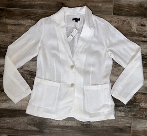 J Crew White 100% Linen UnStructured Parke Blazer Womens Size 6 NWT 2 Button New - Picture 1 of 11