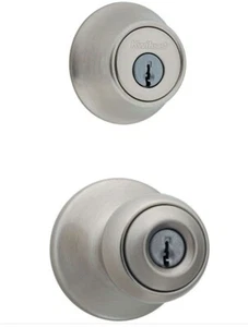 Kwikset Polo Satin-Nickel Einstiegsschloss und Einzylinder Riegel Kombi-Pack - Bild 1 von 1