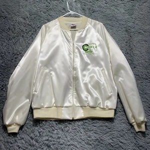Vintage 90s USA Made Conco Pumping And Belting Company Jacket Satin Zip Up Sz L - Picture 1 of 6
