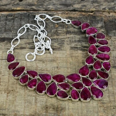Ruby Gemstone Handmade Jewelry 925 Sterling Silver Necklace For Christmas Gifts - Image 1 of 4