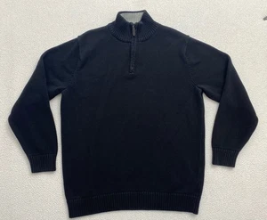 ll bean cotton sweater 1/4 Zip Black Men's XL Tall Black O HJT1 B9 - Picture 1 of 8