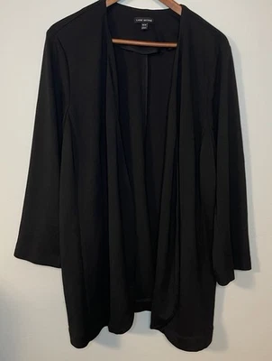 Lands End Cardigan Women’s 18/20 Black Open Front Knit Long Sleeve - Image 1 of 4