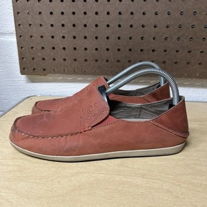 Zapatos sin cordones para mujer Olukai Nohea de cuero rojo nobuck talla 9” - Imagen 1 de 9