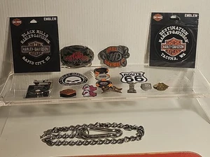 Lot of 19  Harley Davidson HOG, Patches Pins, Sticker, 2 Belt Buckle,Key Chain  - Picture 1 of 6