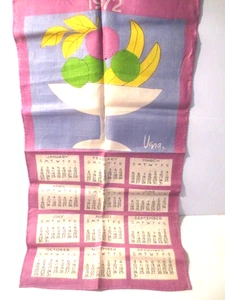 VERA NEUMANN Tea Towel Signed Vera 1972 Calendar FRUIT BOWL-Vintage-Retro-newish - Picture 1 of 6