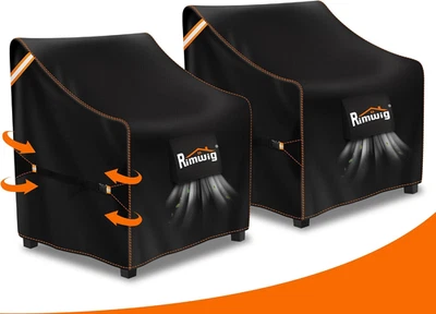 Paquete de 2 fundas para sillas de patio, fundas impermeables para muebles de exterior, Wicke de alta resistencia Foto 1 de 4