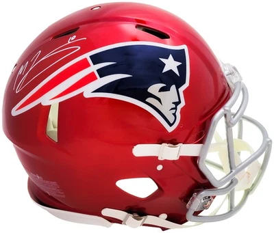 SALE! Mac Jones Auto Patriots Flash Red Full Size Authentic Speed Helmet Beckett - Image 1 of 4