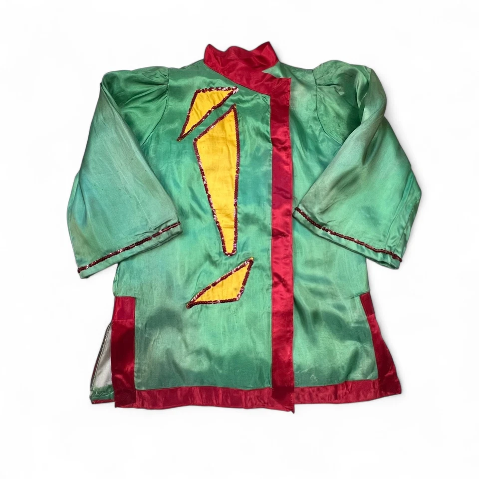 Disfraz Ringmaster Chaqueta Vintage Niños Verde Satinado con Lentejuelas, Talla 10/12 Foto 1 de 4