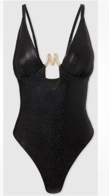 Женский Hot Girl Summer большой черный купальник на косточках один ПК размер 12-14 Megan - Изображение 1 из 4