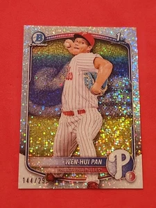 2025 Topps Bowman Chrome Sparkle Refractor #BCP-6 Wen-Hui Pan 1st /299 - Picture 1 of 3
