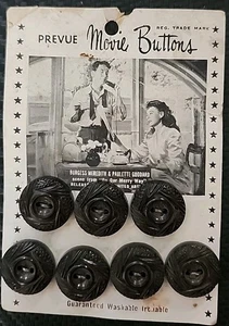 VTG Prevue Movie Buttons Burgess Meredith 1948 On Our Merry Way Paulette Goddard - Picture 1 of 4