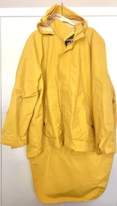 Men’s lands end Yellow Rain Jacket 3X 54-56 Lands’ Coat Mens Long XXXL Hood - Picture 1 of 5