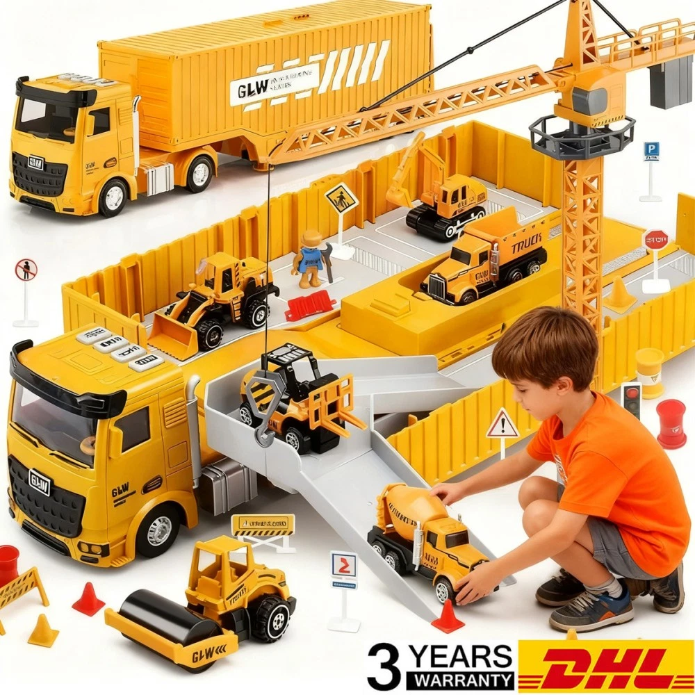 Autotransporter Spielzeug Mit 6 Rennautos – LKW Verwandelt Sich In Rennstrecke, Mit Licht & Sound – Tolles Geschenk Für Kinder 3-10 Jahre