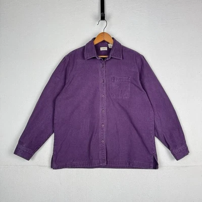 Camisa de franela vintage LL Bean gamuza para mujer mediana ciruela púrpura abotonada Foto 1 de 4