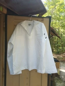 US Navy Man's Military Uniform White Crackerjack Costume 52L Top Shirt Jumper - Picture 1 of 9