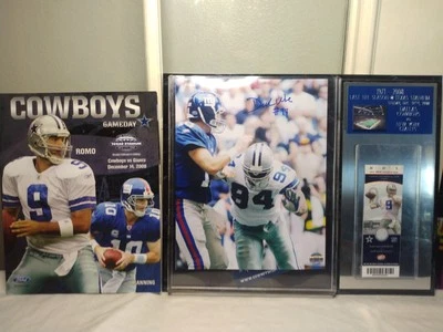 Foto autografiada por DeMarcus Ware de los Dallas Cowboys temporada final Texas Stadium 2008  Foto 1 de 4