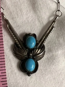Vintage Türkis Sterling Halskette signiert "BJ" 925 7 Gramm  - Bild 1 von 6