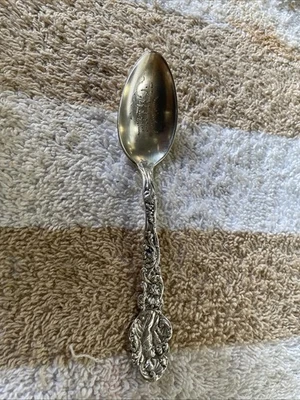 Colher de frutas cítricas gravada Billie 1800s Gorham Sterling Versailles - Imagem 1 de 4