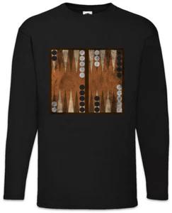 Backgammon Board Langarm T-Shirt Game Gamer Retro Geek Nerd Dice Dices - Picture 1 of 1