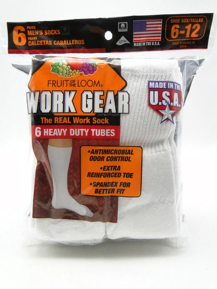 Fruit of the Loom M8218G6K1 Men's Tube Socks, Size 6-12 - Gray