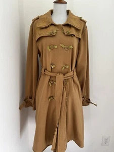 Fantazia Size L NEW W/Tags Mustard Color Embroidered Belted Coat / Pockets /Boho - Picture 1 of 10
