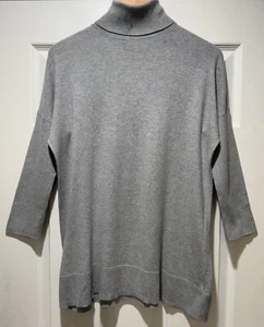 Gap Women's Turtleneck Sweater Sz. Med. $59.99 Gray 3/4 Length Sleeve - Picture 1 of 6
