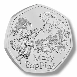 Moneda de 50p del Reino Unido Mary Poppins 2025 certificada Bu - Imagen 1 de 2
