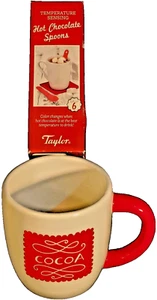 Classic Cocoa Decorative Mug and Hot Chocolate Temperature Sensing Spoon Set Lot - Picture 1 of 7