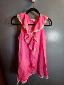 Bag Lady Mudpie Flamingo Eyelet Embroidered Ruffle Swimsuit Cover Up-Small-New! - Picture 1 of 8