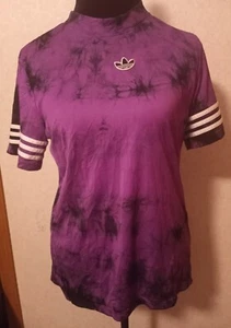 Adidas Mens M Space Dyed Jersey T Shirt Purple Black Retro 90s Football DU8513 - Picture 1 of 11