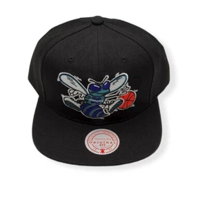 Mitchell & Ness Charlotte Hornets Black Satin Undervisor Adjustable Snapback Hat - Picture 1 of 6