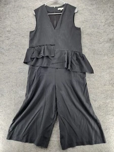Tibi Jumpsuit Womens 10 V Neck Sleeveless Black Silk Ruffle - Picture 1 of 7