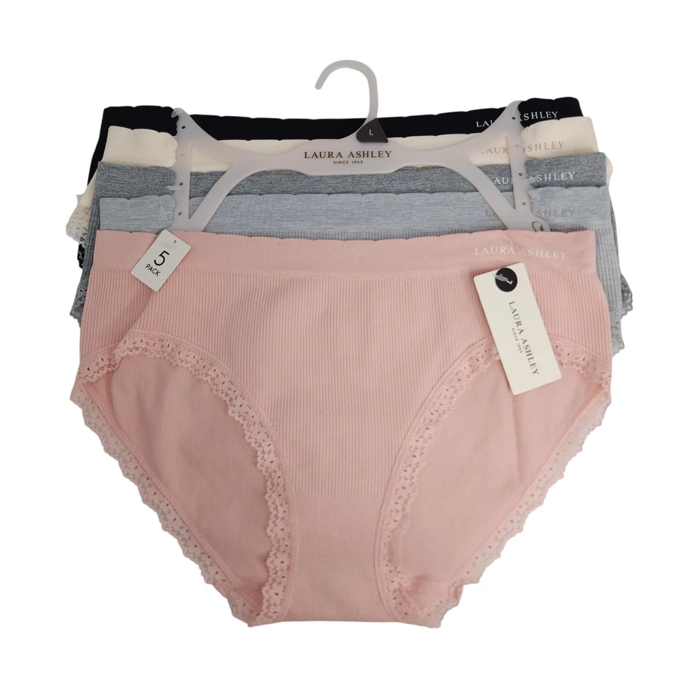 Laura Ashley Womens 5-Pack Lace Trim Hip Briefs Size Large LS6597 - Image 1 of 4