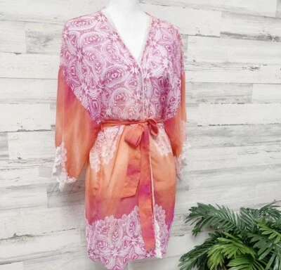 In Bloom Bohemian Light Weight Tye Dye Lace Ruffled Robe Size Small - Image 1 of 4