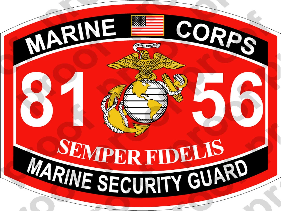 STICKER USMC MOS 8156 MARINE SECURITY GUARD ooo USMC Lisc No 20187