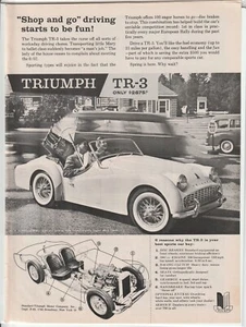 Anuncio original de revista Triumph TR-3 1959 "¡Comprar y seguir conducir comienza a ser divertido!" - Imagen 1 de 1