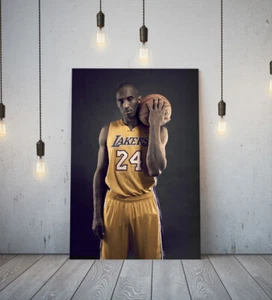 KOBE BRYANT 1 -DEEP FRAMED CANVAS SPORT WALL ART PICTURE PAPER PRINT- YELLOW - Picture 1 of 17