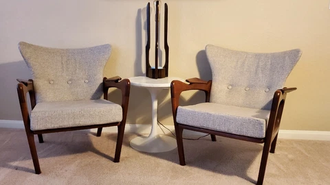 MCM Adrian Pearsall Craft Associates Mid Century Lounge Chairs Pair Cover