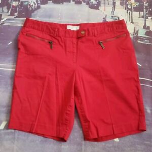 MICHAEL KORS Red Bermuda Walking Shorts Plus Sz 16W Zippered Pockets Stretch EUC