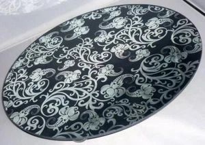 PRETTY DECORATIVE BEAUTIFUL BLACK SILVER FOOTED GLASS CAKE SERVING PLATE STAND - Picture 1 of 1