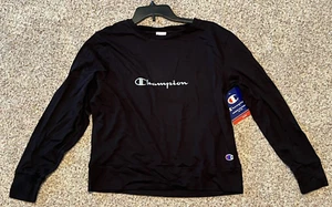 CHAMPION WOMEN'S SLEEP LONG SLEEVE TEE - BLACK- MEDIUM - Picture 1 of 1