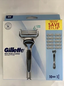 Gillette Skin Guard Senssitive Razor & 10 Blades RRP £39.09 Genuine.
