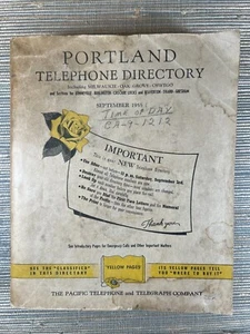 Vintage 1955 Portland Oregon Pacific Telephone Directory Phone Book Yellow Pages - Picture 1 of 14