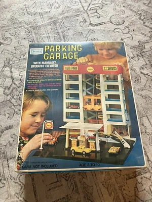 Vintage SEARS Parking Garage Manually Operated Elevator Cars playset 1970s BOX - Image 1 of 4