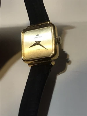 C Bernard 17 JEWEL Manual WATCH Paris GOLD FILLED Lizard Leather Band Christian - Image 1 of 4