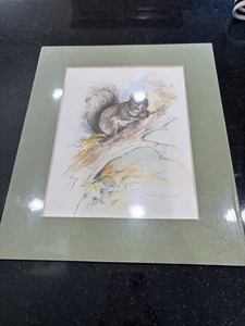 Paul Whitney Hunter squirrel Print NEW Matted & Sealed 12” X 10” - Bild 1 von 4