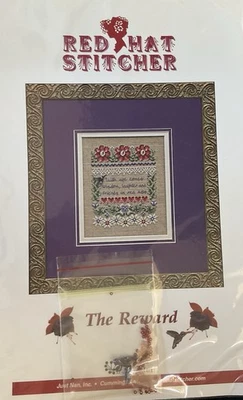 Just Nan Red Hat Stitcher The Reward cross stitch Pattern Embellishments Linen - Image 1 of 3